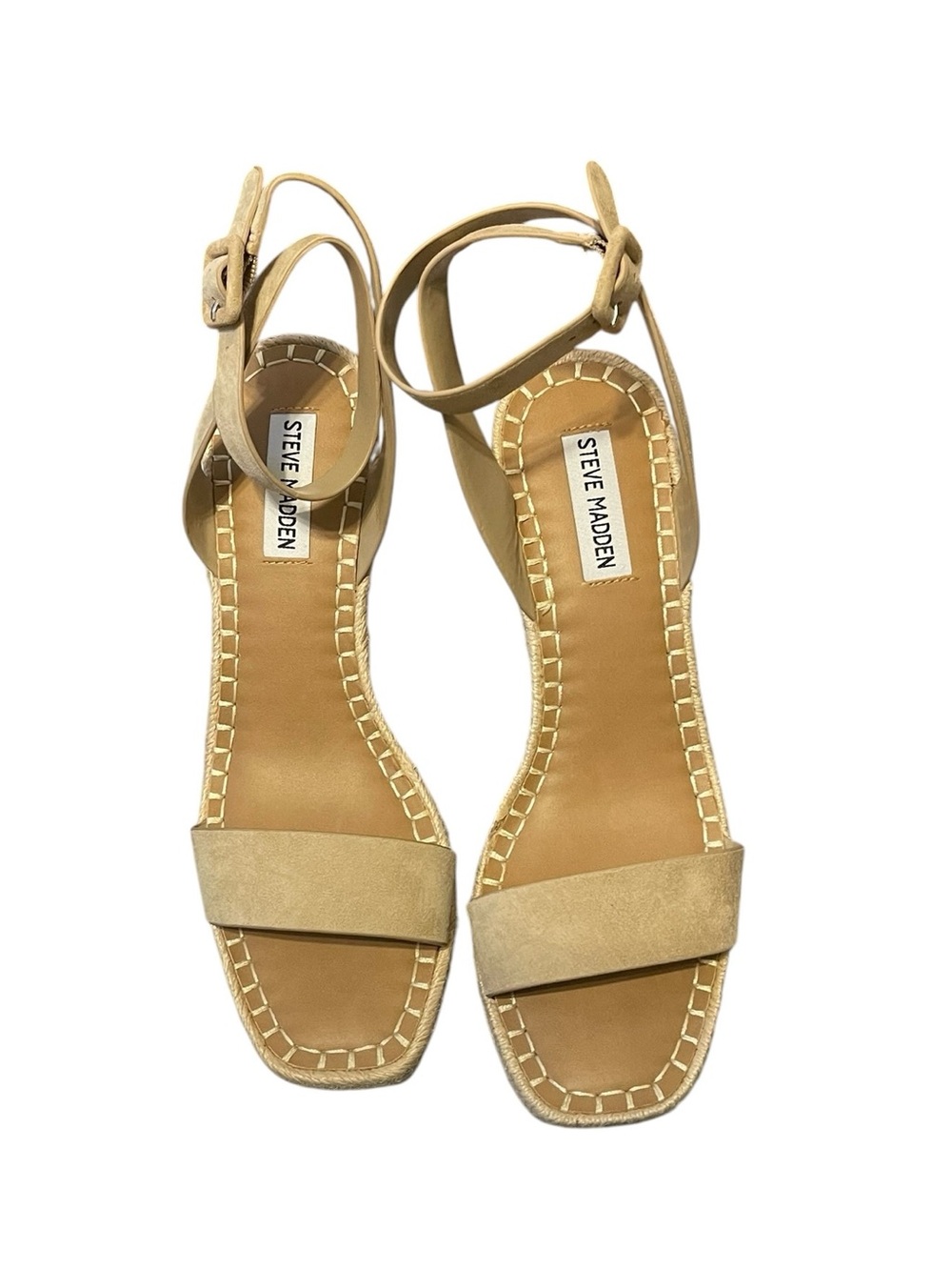 Steve Madden Tan Suede Wedge Sandal Granola Neutral sz 9 NIB - Picture 10 of 11